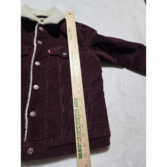 Levis Corduroy Sherpa Trucker Jacket Warm Winter Coat Mauve Purple Medium - Picture 9 of 9